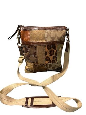 COACH Holiday Patchwork Animal Print Swingpack Messenger Crossbody Bag